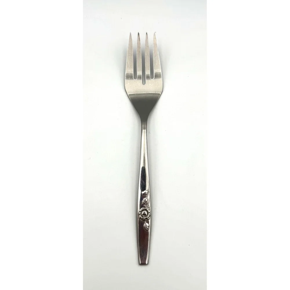 Vintage Oneida Our Rose Stainless Cold Meat Serving Fork 8.5